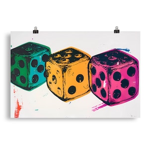 Retro Dice Poster Print Game Room Wall Art Vintage Home Decor Gambling Gamble Casino Gift