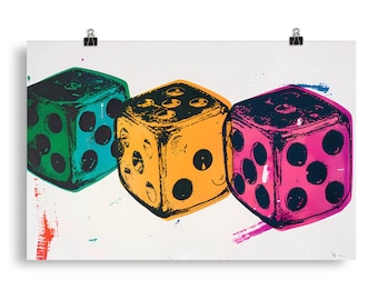 Retro Dice Poster Print Game Room Wall Art Vintage Home Decor Gambling Gamble Casino Gift