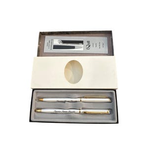 Vintage witte en gouden balpen van Quill in doos