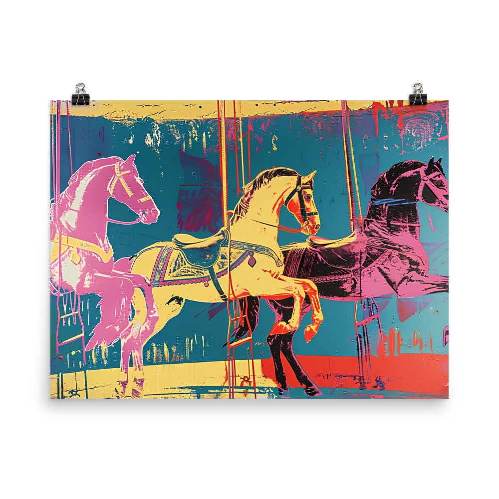 Carousel Poster Print Horse Painting Nursery Wall Art Kids Room Home ...