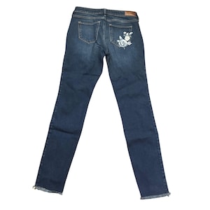 Hollister Womens Low-Rise Super Skinny Jeans W26 L30 Blue Denim With Floral Back Pocket Embroidery