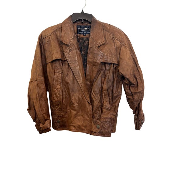 Vintage Hunters Run Brown Leather Jacket S Paisley Lining Button