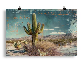Cartel del desierto rústico impresión suroeste decoración del hogar cactus pared arte vaquero occidental regalo vaquera