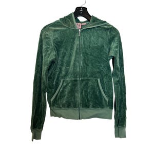 Vintage Y2K Juicy Couture Green Velour Full-zip Hoodie Jacket