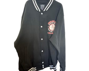vintage Noiz Varsity Jacket Mens 5XL Black Basketball Hoop Noise Graphic