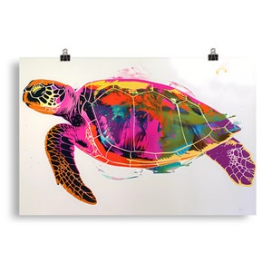 Sea Turtle Painting Poster Abstract Print Beach Home Decor Animal Wall Art Pop Art Gift