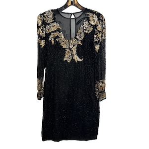 Long Sleeve Gold Sequin Dress - Etsy