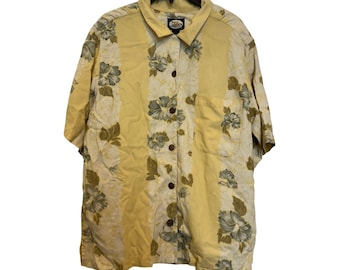 Vintage Tommy Bahama Mens Yellow Floral Silk Shirt S