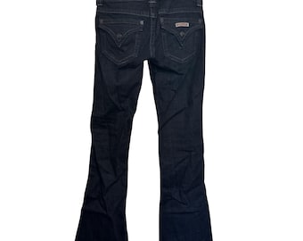 Jeansy damskie vintage Hudson Flare Leg, rozmiar 25, niebieski denim, rozciągliwy, wyprodukowano w USA