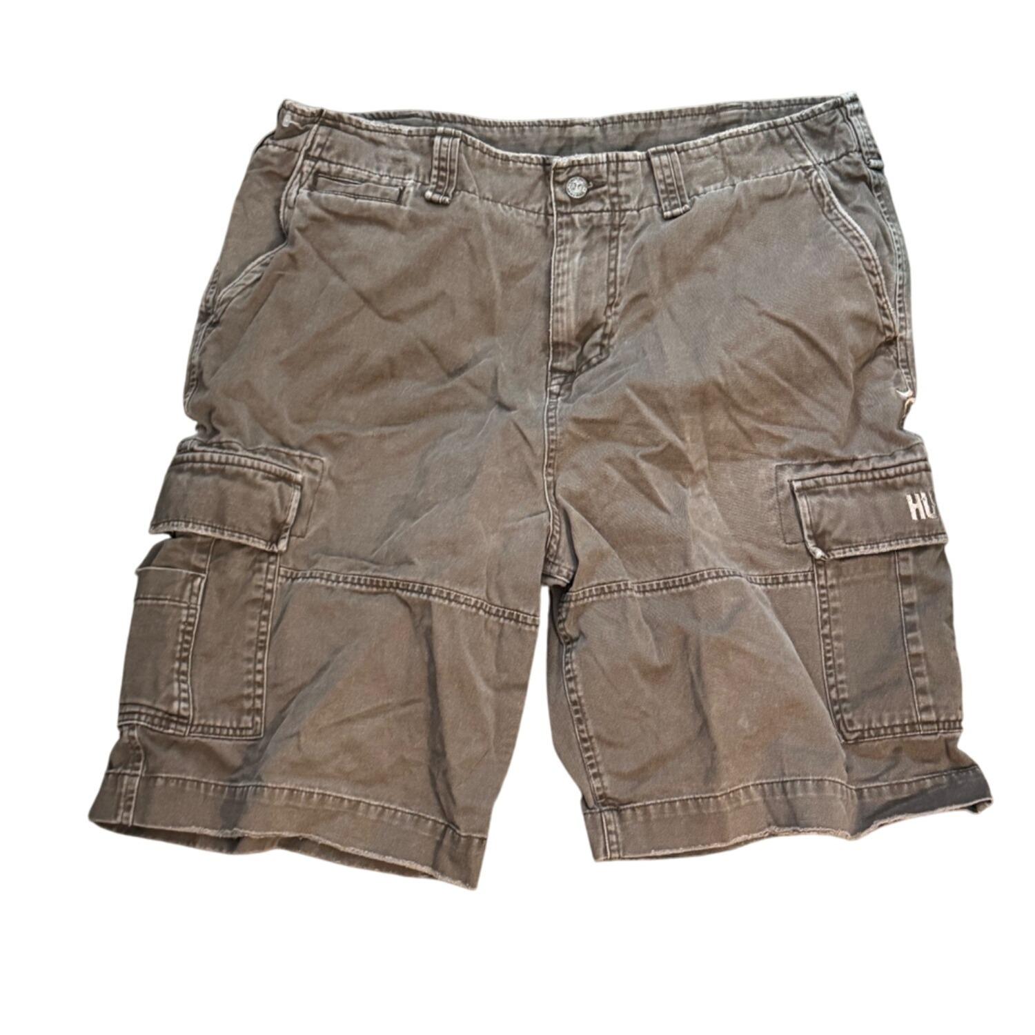 Vintage Hurley Mens Brown Cargo Shorts Size 34 Cotton Blend With