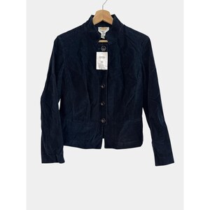 Vintage Talbots Womens Navy velvet Button-Up Jacket Size 8 With Tag