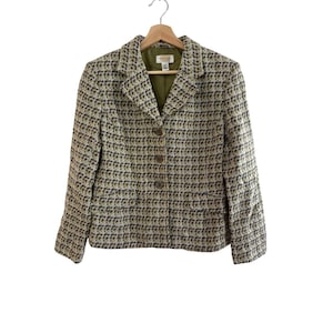 Vintage Talbots Petites Womens Size 10 Wool Blend Tweed Blazer Jacket