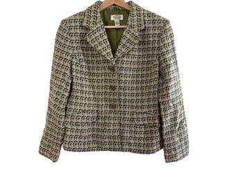 Vintage Talbots Petites Womens Size 10 Wool Blend Tweed Blazer Jacket