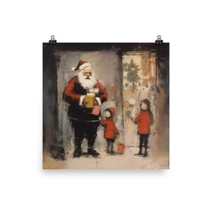 Christmas Poster Santa Claus Wall Art Print Gift Wall Hanging Home Decor Holiday