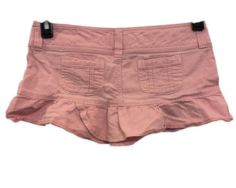 Y2K Hollister Pink Mini Skirt: Frilly Hem, Low Rise (Size 1)
