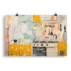 Abstract Kitchen Painting Poster Print Home Decor Bar Wall Art Restaurant Gift Drawing