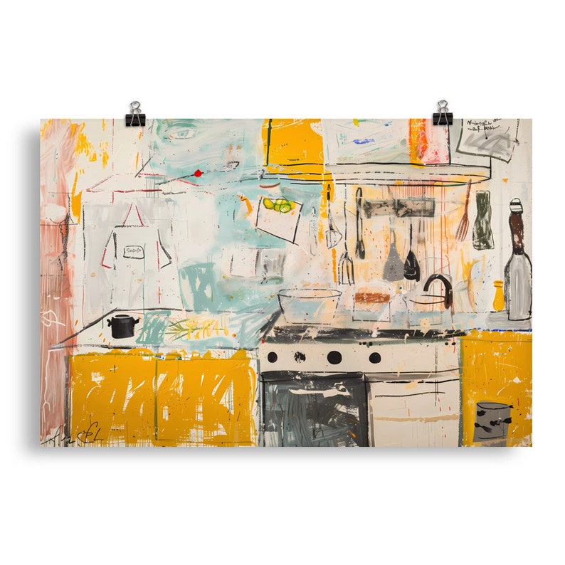 Abstract Kitchen Painting Poster Print Home Decor Bar Wall Art ...