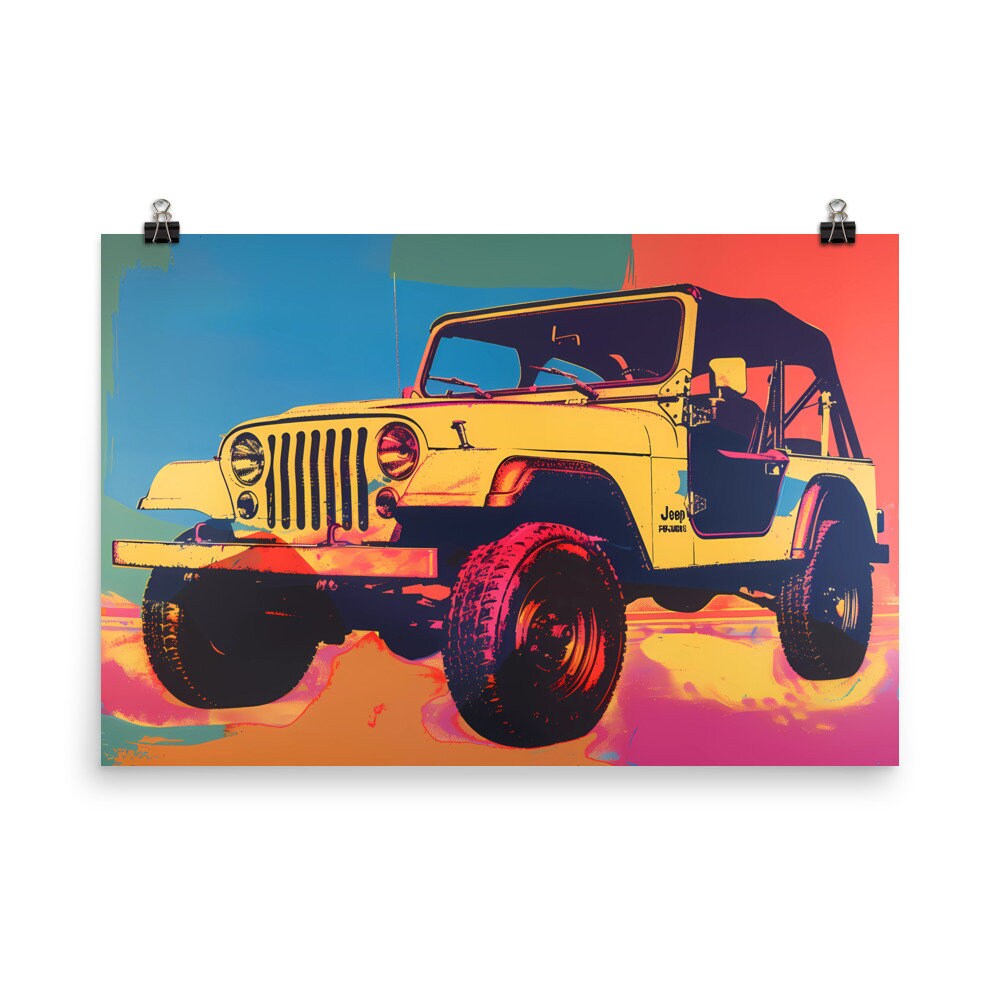 Retro Jeep Poster Vintage Car Wall Art Abstract Painting Print