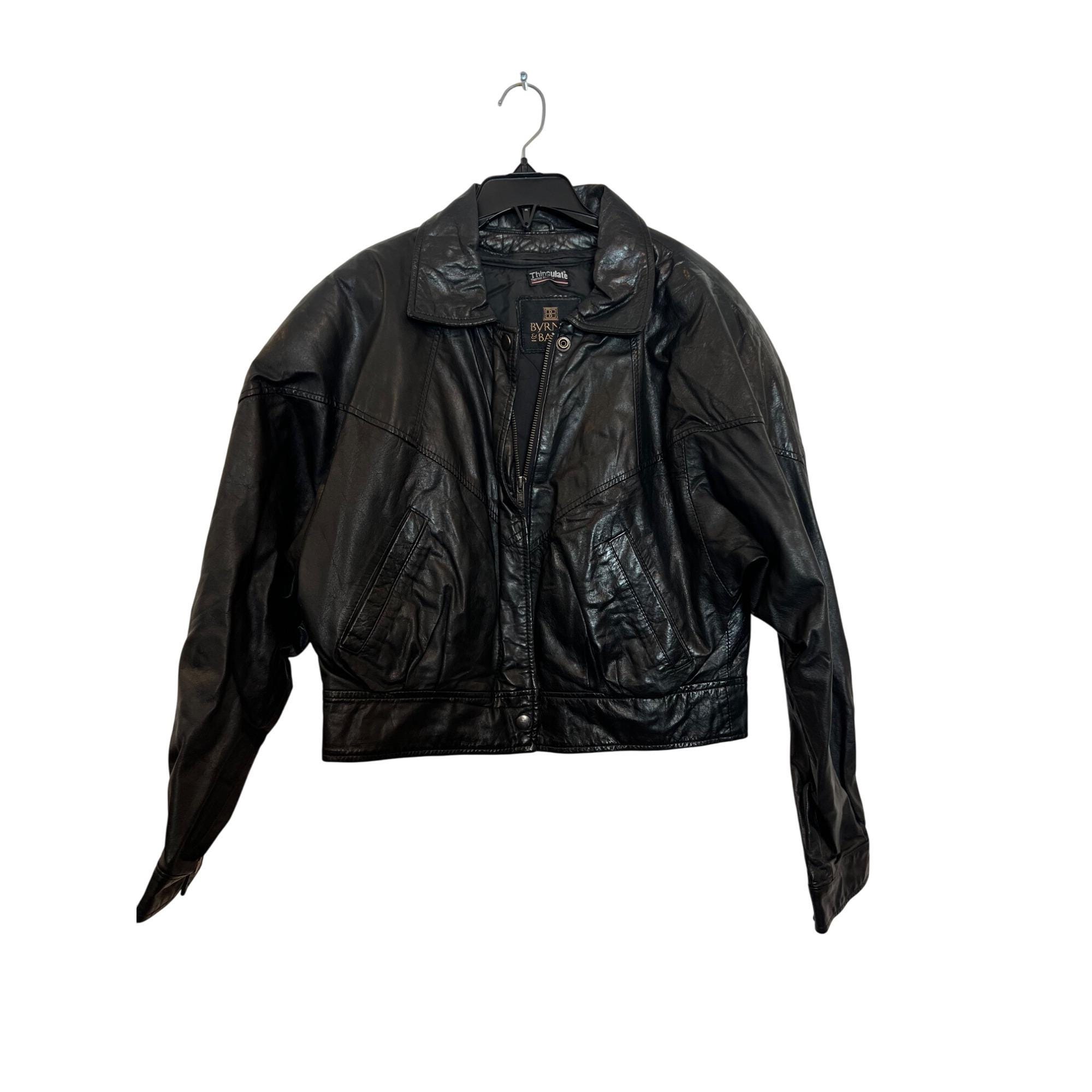 Vintage Byrnes & Baker Black Leather Womens Jacket M Thinsulate