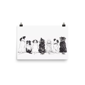 Dog Poster Print Black And White Wall Art Dogs Pet Home Decor Dog Lover Cute Funny Gift