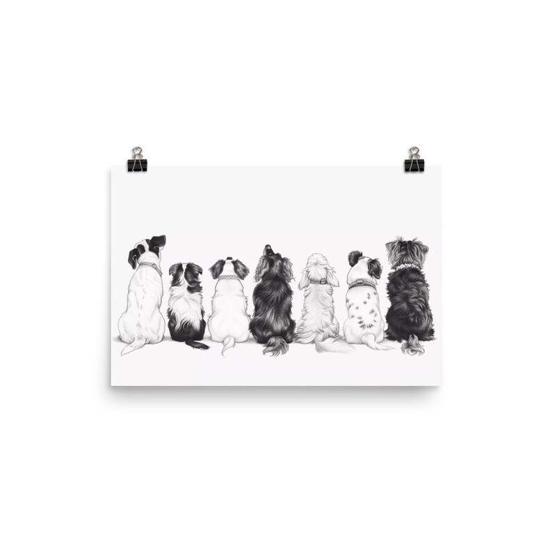 Dog Poster Print Black And White Wall Art Dogs Pet Home Decor Dog Lover Cute Funny Gift