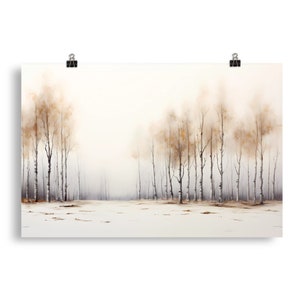 Winter Tree Painting Watercolor Poster Home Decor Print Wall Hanging Fall Wall Art Country Decor Nature