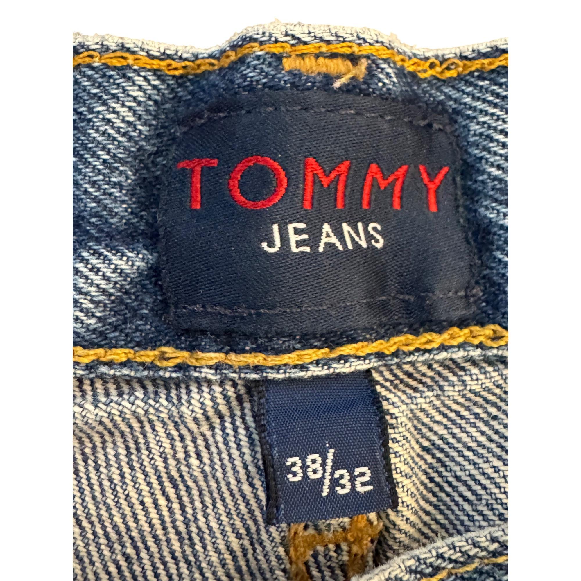 Tommy Hilfiger Jeans Mens 38x32 Blue Distressed Straight-leg Denim 