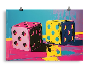 Retro Dice Poster Vintage Print Game Room Wall Art Casino Gambling Home Decor Gift