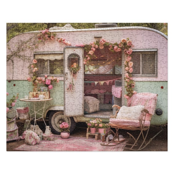 Shabby chic camper Jigsaw puzzle boho wall art rustic home decor farmhouse Christmas gift