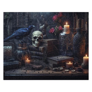 Halloween Jigsaw puzzle scary creepy skeleton spells picture wall art game