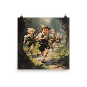 Elf Print Elves Wall Art Poster Fairy Tale Fantasy Home Decor Nursery Kids Room Wall Hanging Gift