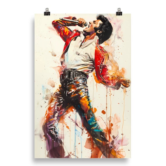 Elvis Presley Abstract Art Print, Music Legend Poster, Maximalist