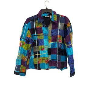 vintage Chicos Design Womens Patchwork Button-Up Jacket Size S India