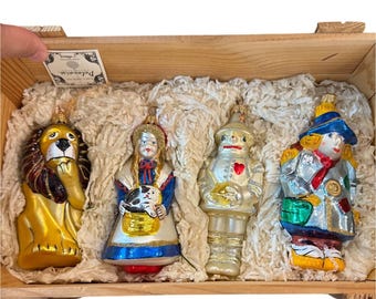 Juego de adornos de cristal vintage Kurt S. Adler Polonaise del Mago de Oz, hecho a mano en Polonia, pieza rara.