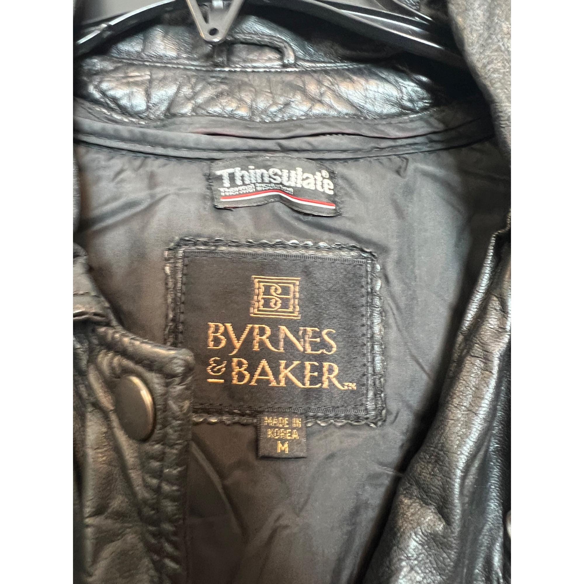 Vintage Byrnes & Baker Black Leather Womens Jacket M Thinsulate 