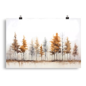 Watercolor Fall Tree Painting Poster Wall Art Home Decor Print Trees Wall Hanging
