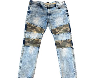 Vintage Y2K Southpole Skinny Fit Denim Jeans mit Camouflage Accent Panels