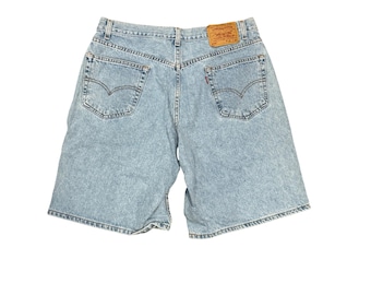 Levis 550 Relaxed Fit Denim Jean Shorts Mens W36 Light Wash Blue Cotton