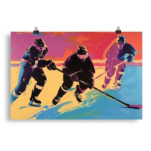 Retro Hockey Poster Prints Sports Wall Art Boys Room Home Decor Gift
