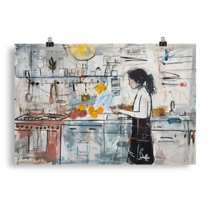 Abstract Kitchen Painting Poster Print Home Decor Bar Wall Art Restaurant Gift Drawing