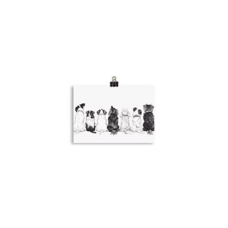 Dog Poster Print Black And White Wall Art Dogs Pet Home Decor Dog Lover Cute Funny Gift