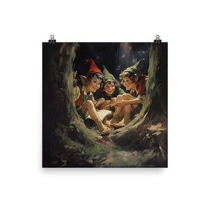 Elf Poster Elves Print Wall Art Home Decor Fantasy Fairy Tale Wall Hanging Gift