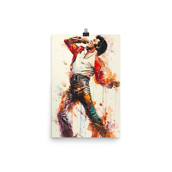 Elvis Presley Abstract Art Print, Music Legend Poster, Maximalist