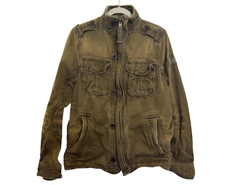 Abercrombie & Fitch Mens M Field Jacket Y2K Olive Green Camo