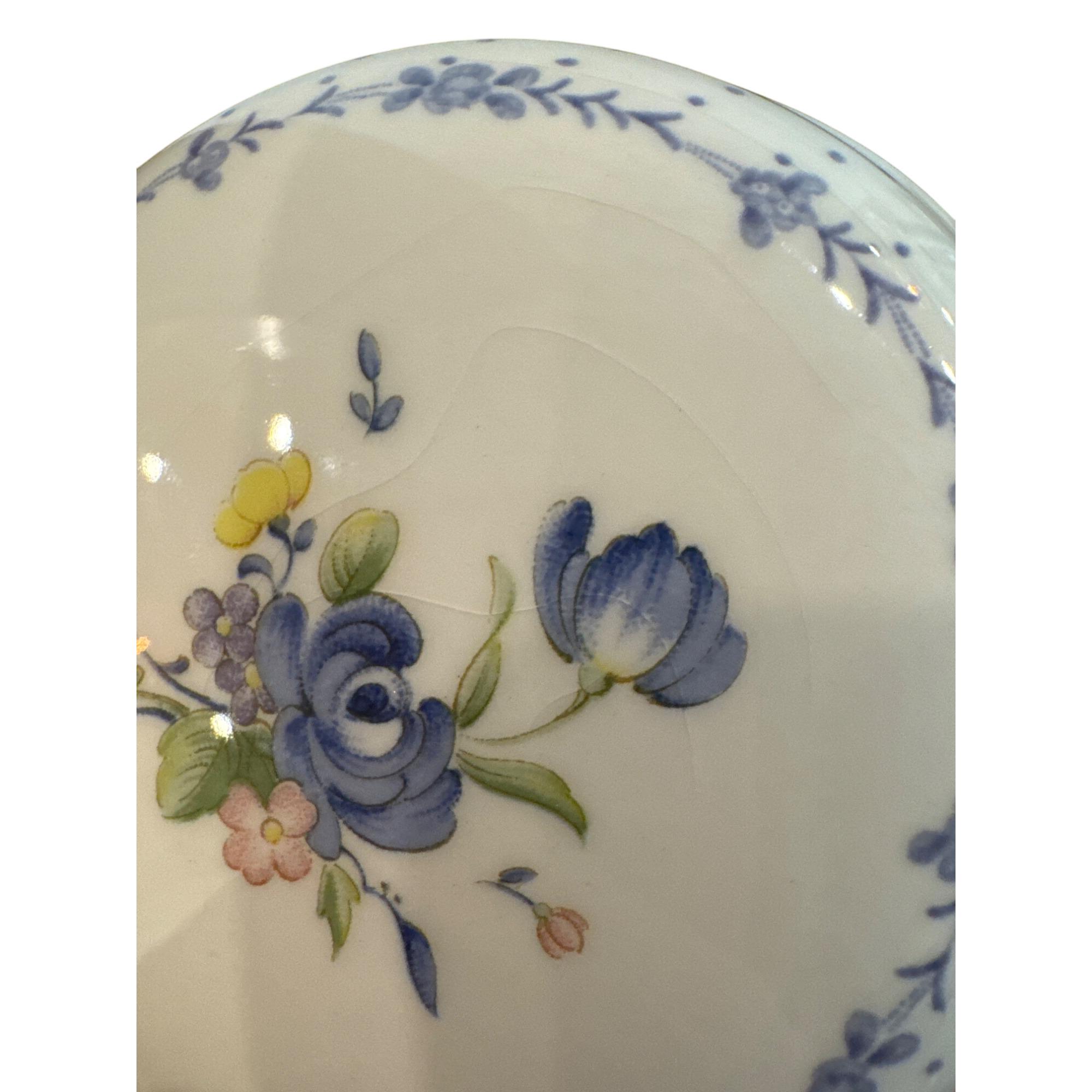 ヴィンテージ ニッコー 花柄 陶器皿 蓋付き 電子レンジ対応 ブルー 花