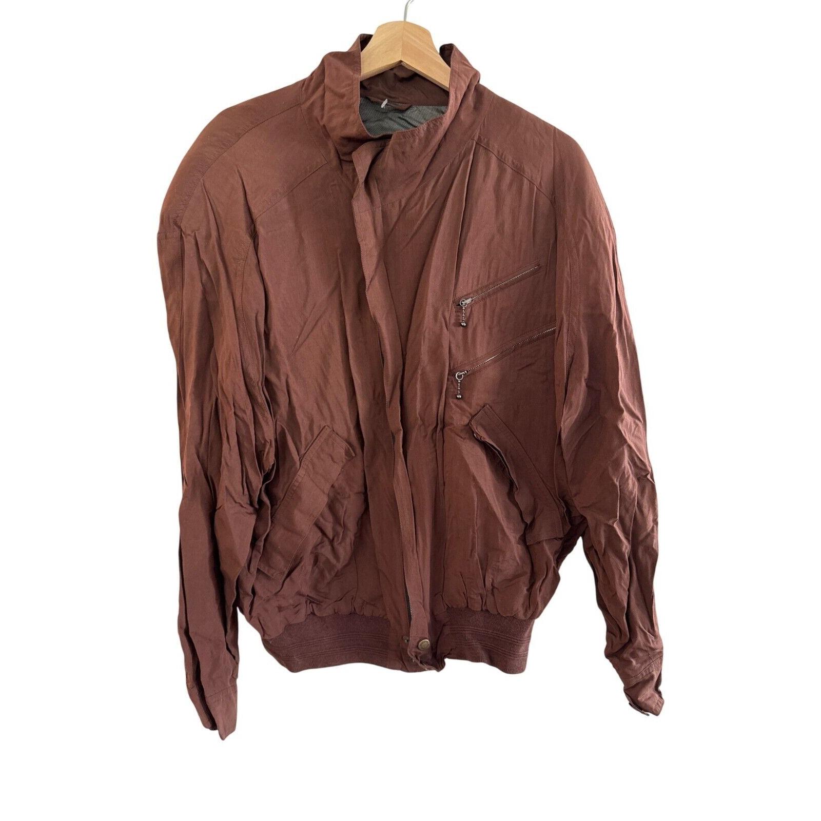 Vintage 1980s Hugo Boss Mens Brown Lightweight Bomber Jacket With