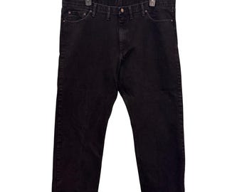 Vintage Wrangler heren zwarte relaxte fit jeans 44 x 30 katoenen denim