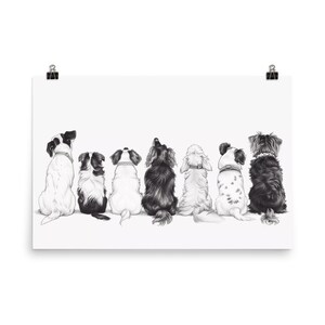 Dog Poster Print Black And White Wall Art Dogs Pet Home Decor Dog Lover Cute Funny Gift