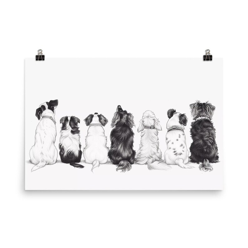 Dog Poster Print Black And White Wall Art Dogs Pet Home Decor Dog Lover Cute Funny Gift