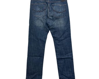 Lucky Brand Mens Original Straight 221 Genesee Jeans 34x38 Blue Denim Button Fly